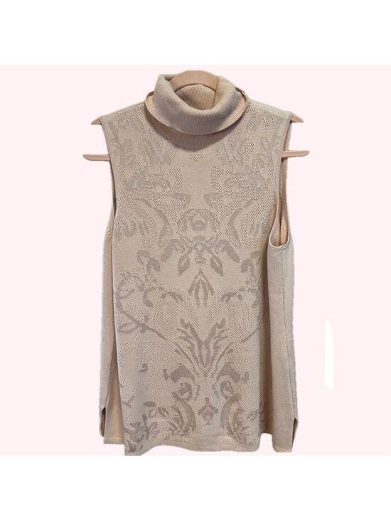 Chico's Sweaters - Chico's Sleeveless Pink Cowl Neck Sweater with Jacquard Design